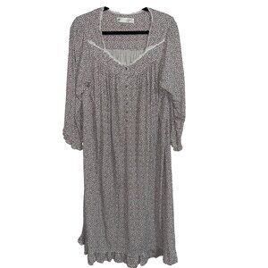 Eileen West Waltz Floral Nightgown Button Front Medium